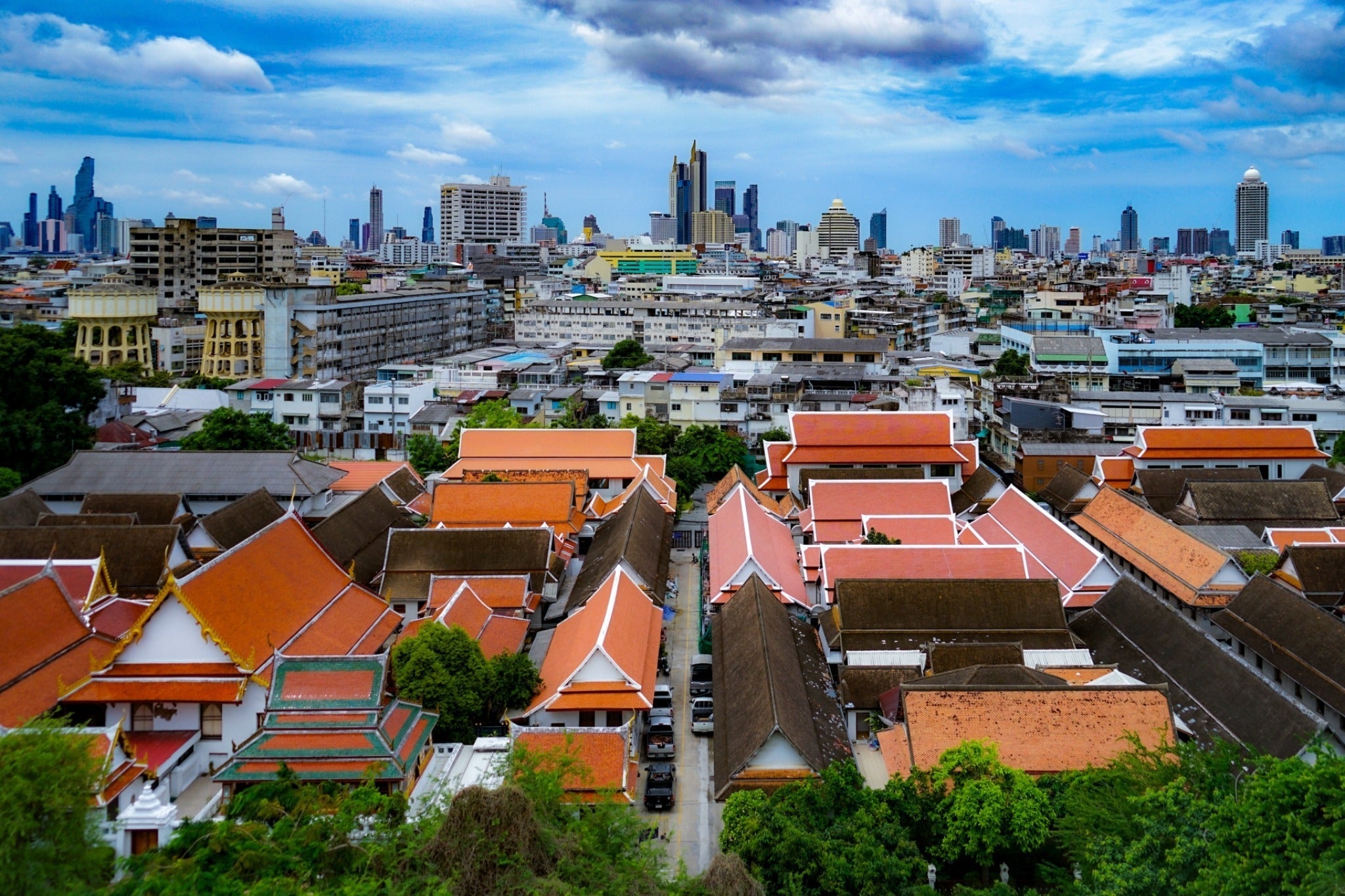 Bangkok old town skyline and modern city buildings in Thailand for earthquake preparedness article