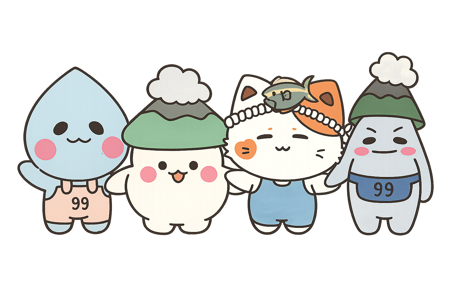 ONSENSUI99 official characters inspired by Kagoshima and Tarumizu onsen culture