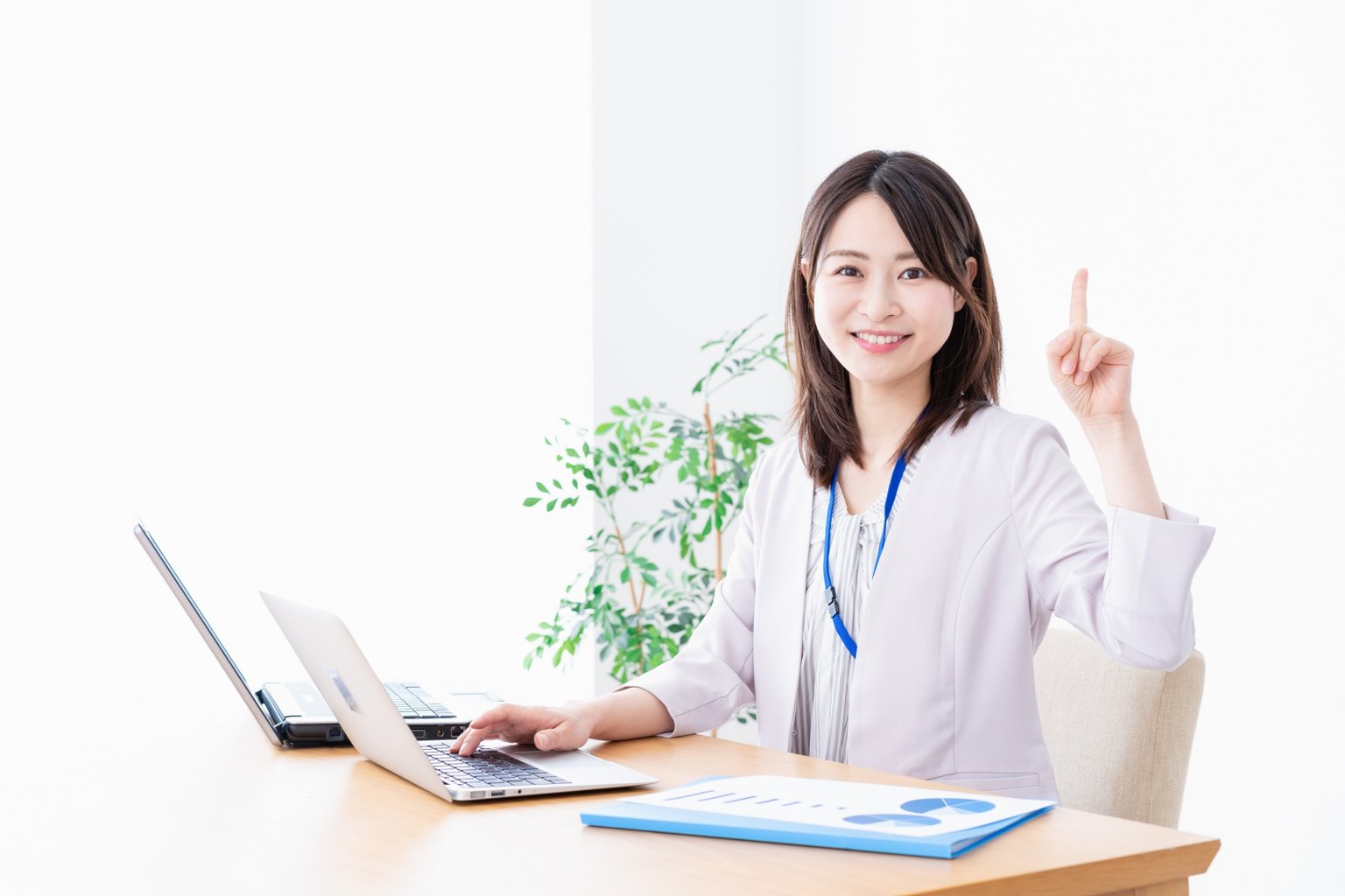 Businesswoman pointing to important checkpoints for new life preparation