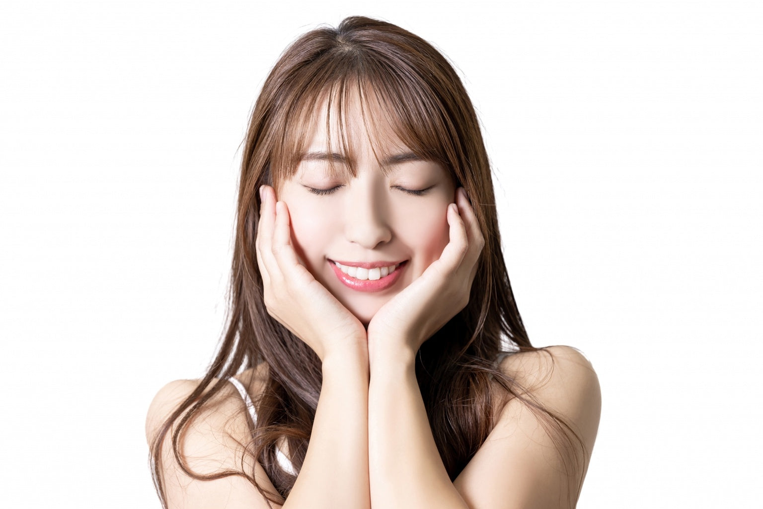 Woman touching her face representing skincare hydration and beauty lifestyle with Onsensui99 concept